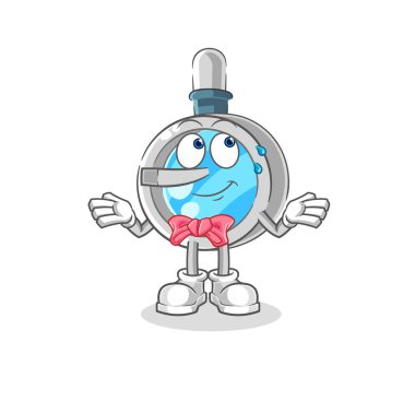 the magnifying glass lie like Pinocchio character. cartoon mascot vecto
