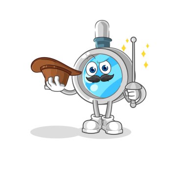 the magnifying glass fencer character. cartoon mascot vecto