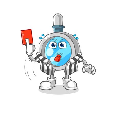 the magnifying glass referee with red card illustration. character vecto