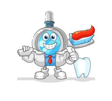 the magnifying glass dentist illustration. character vecto