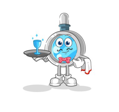 the magnifying glass waiter cartoon. cartoon mascot vecto