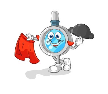 the magnifying glass matador with red cloth illustration. character vecto