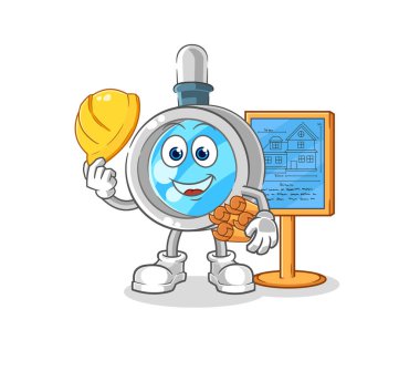 the magnifying glass Architect illustration. character vecto