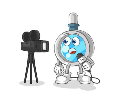 the magnifying glass tv reporter cartoon. cartoon mascot vecto