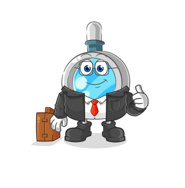 the magnifying glass office worker mascot. cartoon vecto
