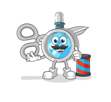 the magnifying glass barber cartoon. cartoon mascot vecto