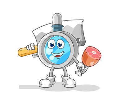 the magnifying glass Butcher illustration. character vecto