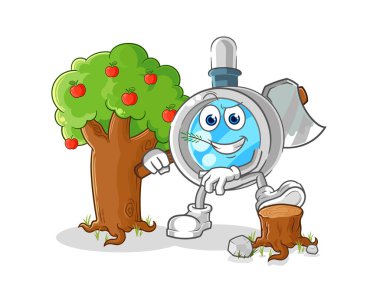 the magnifying glass Carpenter illustration. character vecto