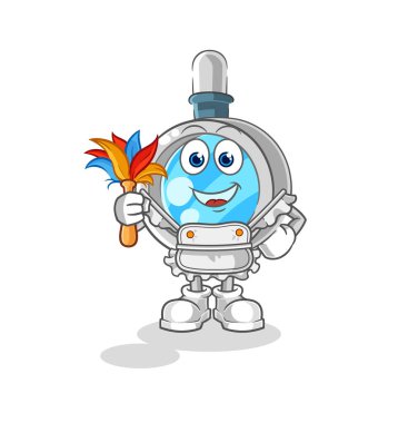 the magnifying glass maid mascot. cartoon vecto