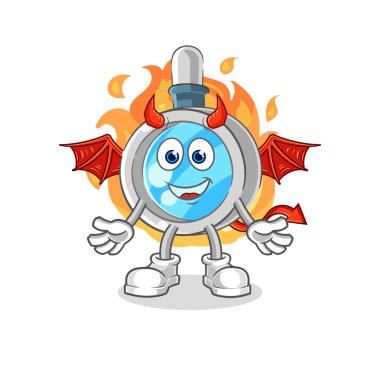 the magnifying glass demon with wings character. cartoon mascot vecto