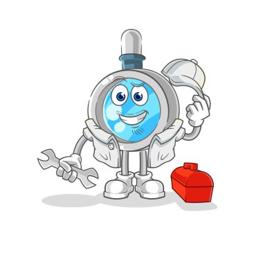 the magnifying glass mechanic cartoon. cartoon mascot vecto