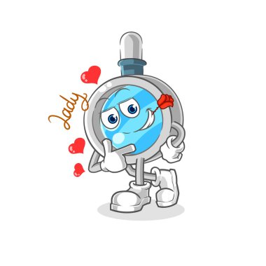 the magnifying glass flirting illustration. character vecto