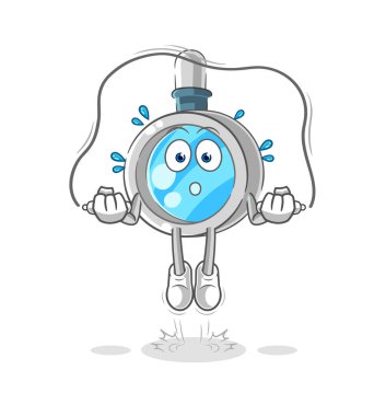 the magnifying glass jump rope exercise. character vecto