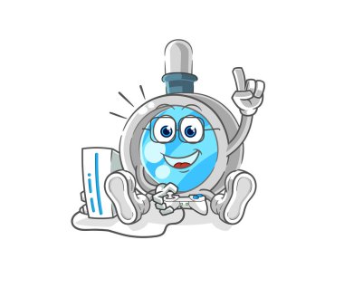 the magnifying glass playing video games. cartoon characte
