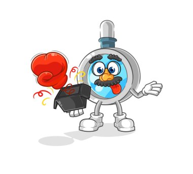 the magnifying glass prank glove in the box. cartoon masco