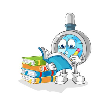 the magnifying glass studying mascot. cartoon vecto