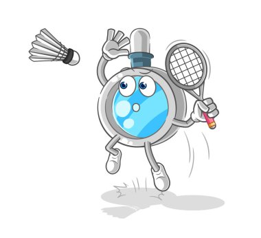 the magnifying glass smash at badminton cartoon. cartoon mascot vecto