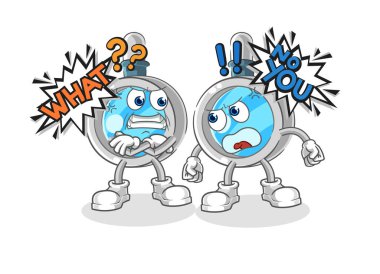 the magnifying glass arguing each other cartoon vecto