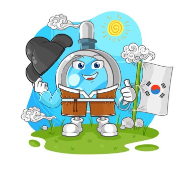 the magnifying glass korean culture vector. cartoon characte