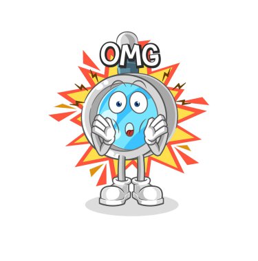 the magnifying glass Oh my God vector. cartoon characte