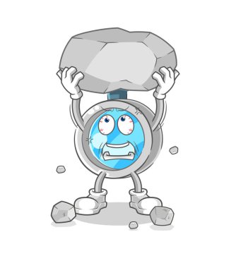 the magnifying glass lifting rock cartoon character vecto