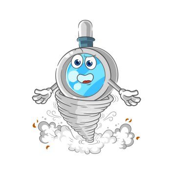 the magnifying glass in the tornado cartoon character vecto