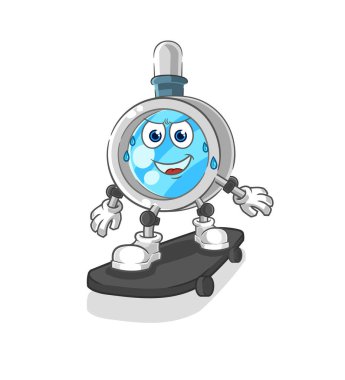 the magnifying glass riding skateboard cartoon character vecto