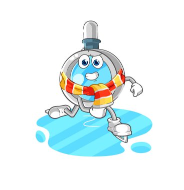 the magnifying glass ice skiing cartoon. character mascot vecto