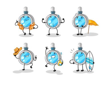 the magnifying glass beach vacation set character. cartoon mascot vecto