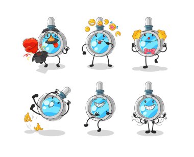 the magnifying glass comedy set character. cartoon mascot vecto