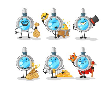 the magnifying glass rich group character. cartoon mascot vecto