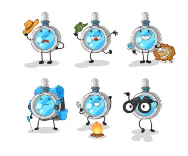 the magnifying glass adventure group character. cartoon mascot vecto