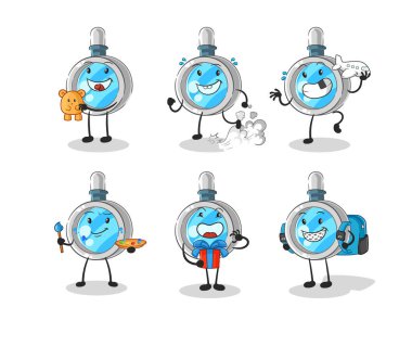 the magnifying glass children group character. cartoon mascot vecto