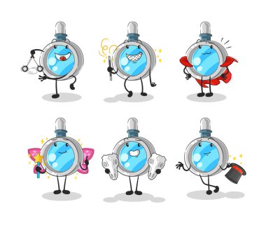 the magnifying glass magic group character. cartoon mascot vecto