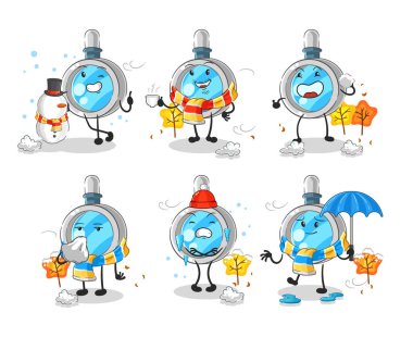 the magnifying glass in cold weather character mascot vecto