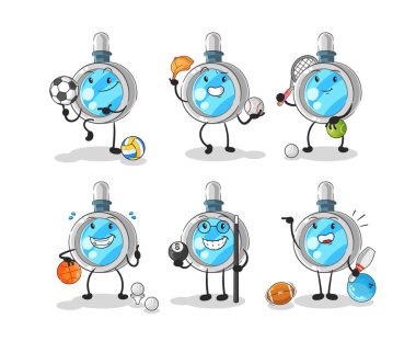 the magnifying glass sport set character. cartoon mascot vecto