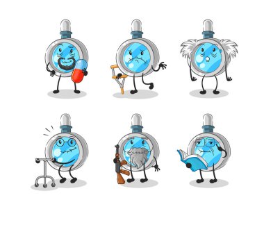 the magnifying glass elderly character. cartoon mascot vecto