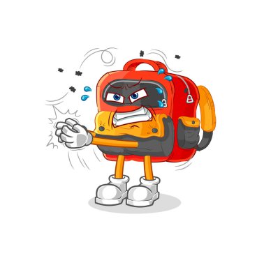 the backpack swat fly character. cartoon mascot vecto