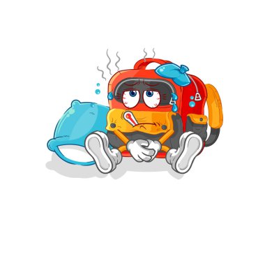 the backpack sick vector. cartoon characte