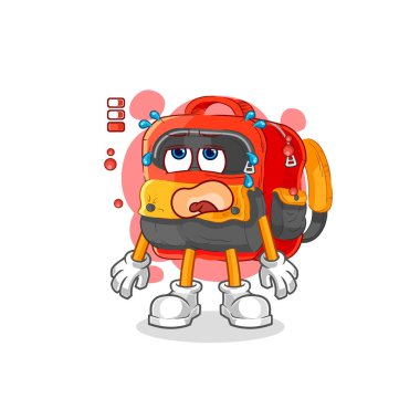 the backpack low battery mascot. cartoon vecto