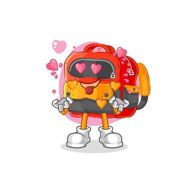 the backpack fallin love vector. cartoon characte
