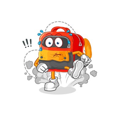 the backpack running illustration. character vecto