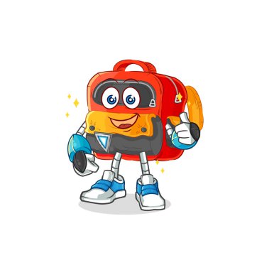 the backpack robot character. cartoon mascot vecto