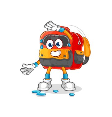 the backpack stretching character. cartoon mascot vecto