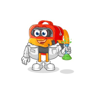 the backpack scientist character. cartoon mascot vecto