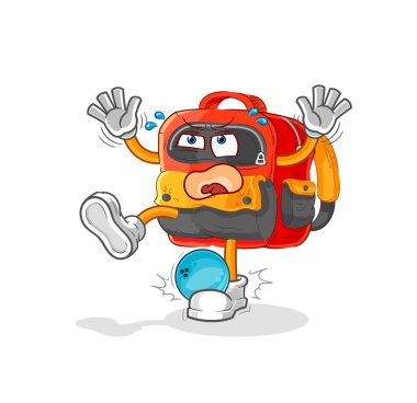 the backpack hiten by bowling cartoon. cartoon mascot vecto