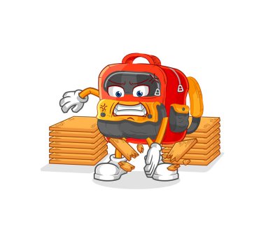 the backpack karate mascot. cartoon vecto