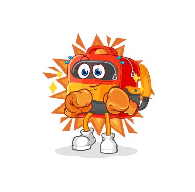 the backpack boxer character. cartoon mascot vecto