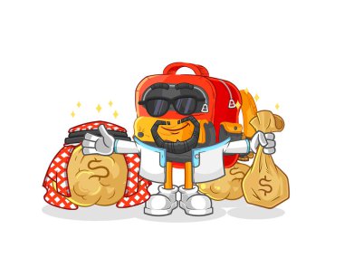 the backpack rich arabian mascot. cartoon vecto
