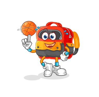 the backpack playing basket ball mascot. cartoon vecto